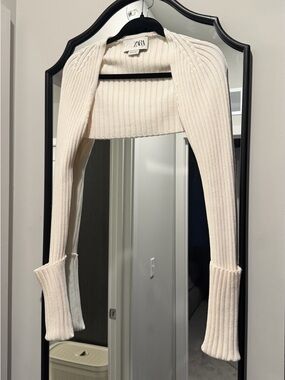 Zara Cream Ribbed Bolero Shrug